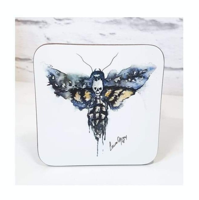 Death Head Moth Coaster Inkterior Art Laura Gray