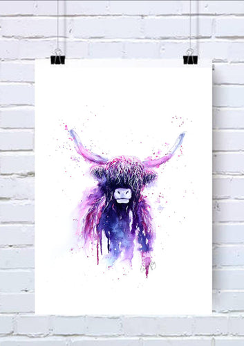 Watercolour Highland Cow Picture