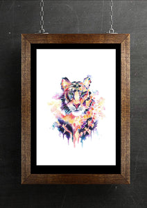 Geometric Tiger Watercolour Wall Art