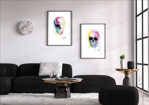 Skull Watercolour Art Print set of 2